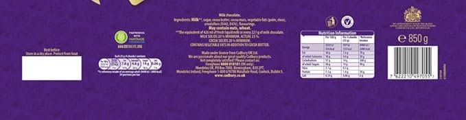 Cadbury Dairy Milk Chocolate Bar 850 g