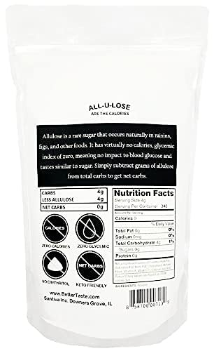 BetterTaste Allulose Sweetener Zero Calorie Granulated Sugar Substitute Non-GMO Non Erythritol Gluten Free &amp Vegan Keto Sweetener