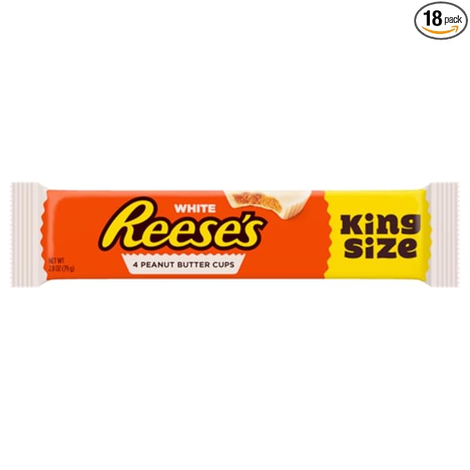 REESE'S Peanut Butter Cups White Crème Candy King Size (Pack of 18)