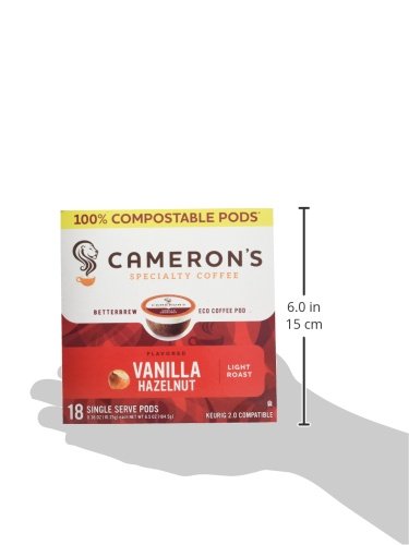 Cameron's Coffee Single Serve Pods Flavored Vanilla Hazelnut 18 Count (Pack of 1)