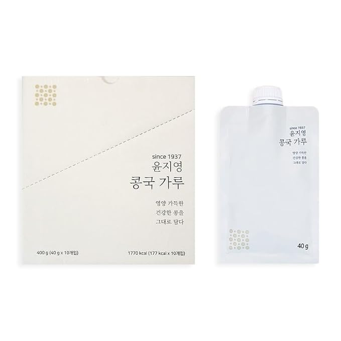 Yoonjiyoung 100% Korean Soybean Powder 한국산 콩국가루 (10 pouch 400g / 14.1 oz) – Vegan Meal Replacement Shake 100% Korean Grains No Additives