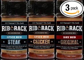 Rib Rack Seasoning 5.5oz (Pack of 3) Select Flavor Below (Sampler Variety Pack - 1 each Steak Chicken Cajun)
