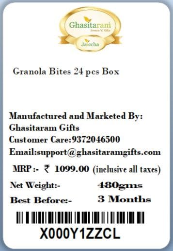 Ghasitaram Gifts Indian Sweets - Diwali Gifts Granola Bites 24 pcs Box