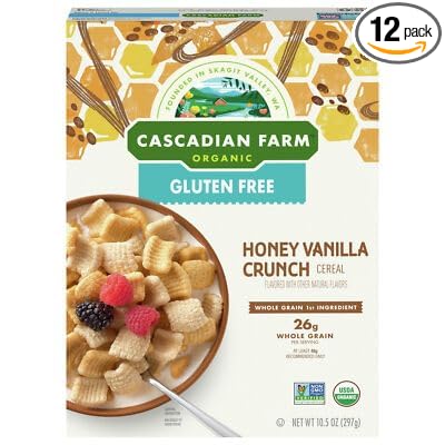 Cascadian Farm Honey Vanilla Crunch Cereal 10.5 oz (Pack of 12)