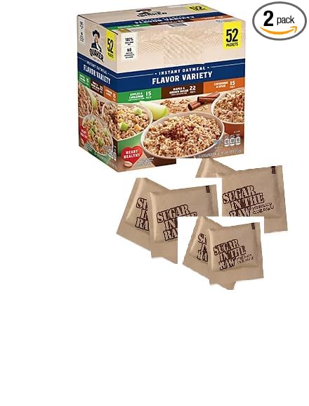 Instant Oatmeal Variety Pack (52 Ct.) Wholesale Cheap Discount Bulk (1 - Pack). Individual Packets /1.51 Ounce . 78.8 Ounce -100% whole grain Oats And Heart Healthy- Come With Bag Of Brown Sugar