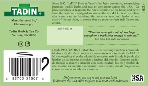 Tadin Aloe Vera Cactus Herbal Tea Caffeine Free 24 Tea Bag Per Box Pack of 6 Boxes Total
