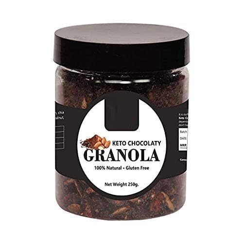 Keto Chocolaty Almond Granola 250G | Low Carb Cereal Gluten &amp Grain Free- Low Fat High Protein Keto Cereals Energy Snack