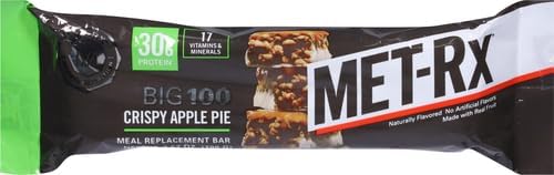 MET-Rx Big 100 Colossal Protein Bars Crispy Apple Pie Meal Replacement Bars 9 Count (Pack of 2)