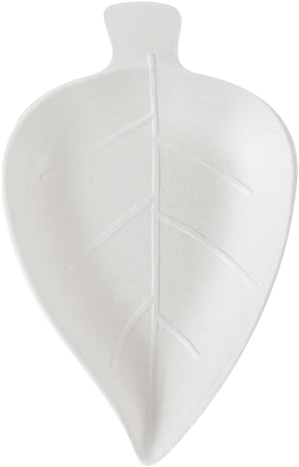 Restaurantware-Pulp Safe No PFAS Added 3.7 x 2.4 Inch Tasting Dishes 100 Disposable Dishes - Home Compostable Microwavable And Freezable White Bagasse Food Dish Leaf Shape For Appetizers