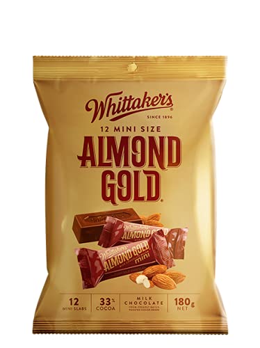 Whittaker's Share Pack Mini Slab Almond Gold 180g (Pack of 6) （Made in New Zealand）