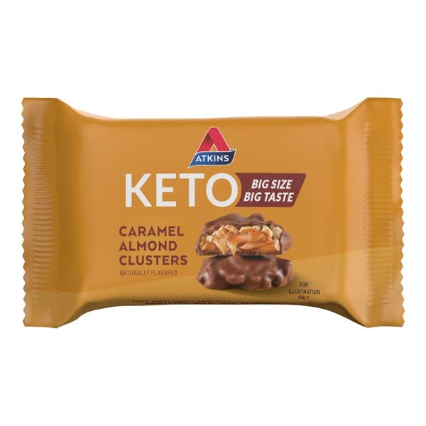 Atkins Caramel Almond Clusters Gluten Free High in Fiber 1g Sugar 2g Net Carb Keto Friendly 20 Count &amp Endulge Peanut Butter Cups Dessert Favorite Low Carb 0g Sugar 20 Count