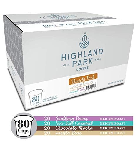 Highland Park Coffee Single Serve Coffee Pods Compatible with Keurig K Cup Brewers Flavored Variety 80 Count
