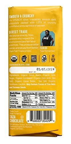 Taza Chocolate Organic Smooth &amp Crunchy 70% Dark Bar Variety Pack Bundle 2.5 oz (4 count) Vegan