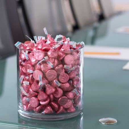 KISSES Milk Chocolate Candy 3 lbs (48 oz) Solid Milk Chocolate Kisses In PINK Foil Wrap Approx 300 Pieces Pink Foil Wrapped Candies