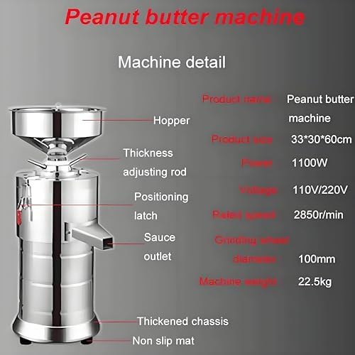 Peanut Butter Maker Machine - 1100W Electric Nut Grinder for Groundnuts Almonds Cashews &amp Sesame - Versatile Grain and Sauce Grinding Appliance
