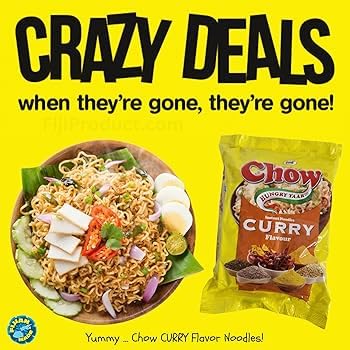 Instant 2 Minute Chow Noodles - CURRY Flavor with Seasonings (2x 5 PACKS) So Delicious Meal Mild Spicy Curry Noodles