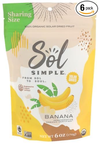 Sol Simple Banana Dried Organic 6 oz (Pack of 6)
