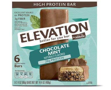 Millville Elevation Protein Bars Snack Endulgent Treat 1.4oz Bars 5g Protein (Chocolate Mint 2 Pack (10 Bars))