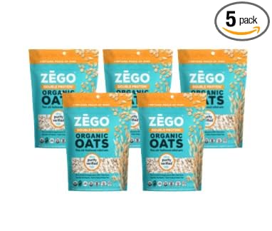 ZEGO Double Protein Raw Oats Organic Purity Protocol Gluten Free GIyphosate Free 14oz Bags 5 Bags (70oz ttl) RAW: FOLLOW PREP INSTRUCTIONS CAREFULLY