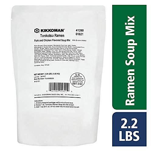 Kikkoman – Tonkotsu Ramen Soup Mix with Binders Added - Pork &amp Chicken Full Flavored No MSG Added - From Concentrate for Food Service Use Preservative Free - 2.2 LB (Pack of 1)