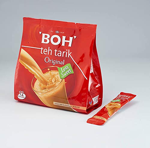 4 Pack BOH Teh Tarik Milk Tea Original Less Sweet Imported from Malaysia (4 x 12 Sachets)