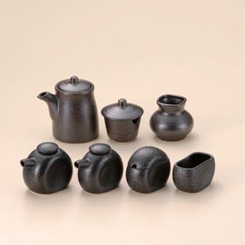 Set of 5 Black Bizen Madoka Seasoning Restaurants Restaurants Commercial Use