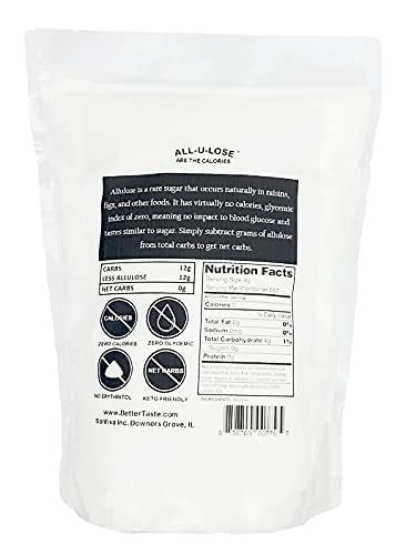 BetterTaste Allulose Sweetener Zero Calorie Granulated Sugar Substitute (5lb) Non-GMO Non Erythritol Gluten Free &amp Vegan Keto Sweetener