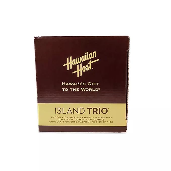 Hawaiian Host Island Trio – Maui Caramacs AlohaMacs Milk and MacNut Crunch – Chocolate Covered Macadamia Nut Gift Box – Premium Hawaiian Treats (30 Individually Wrapped Pieces)