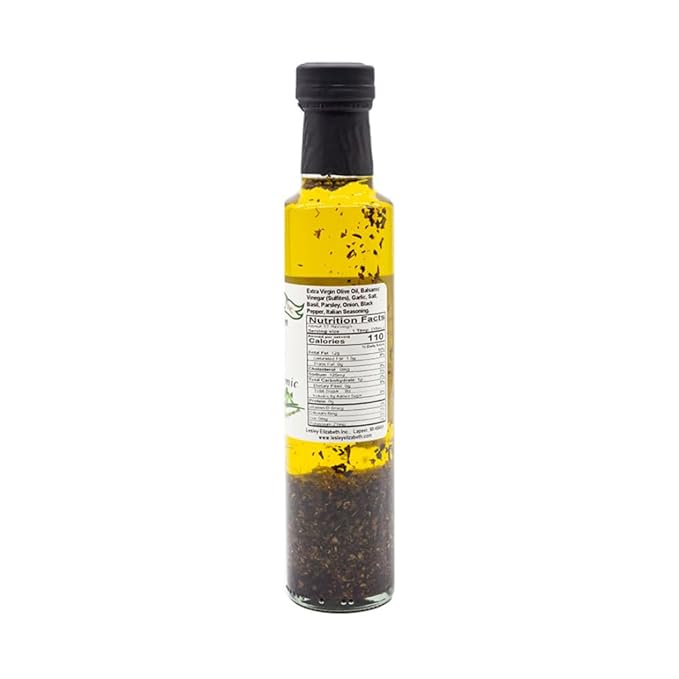 Lesley Elizabeth Extra Virgin Olive Oil with Garlic Basil &amp Balsamic 8.5 fl oz – Small-Batch Herb-Infused EVOO for Dipping Drizzling Dressings &amp Everyday Cooking – All-Natural Plant-Based
