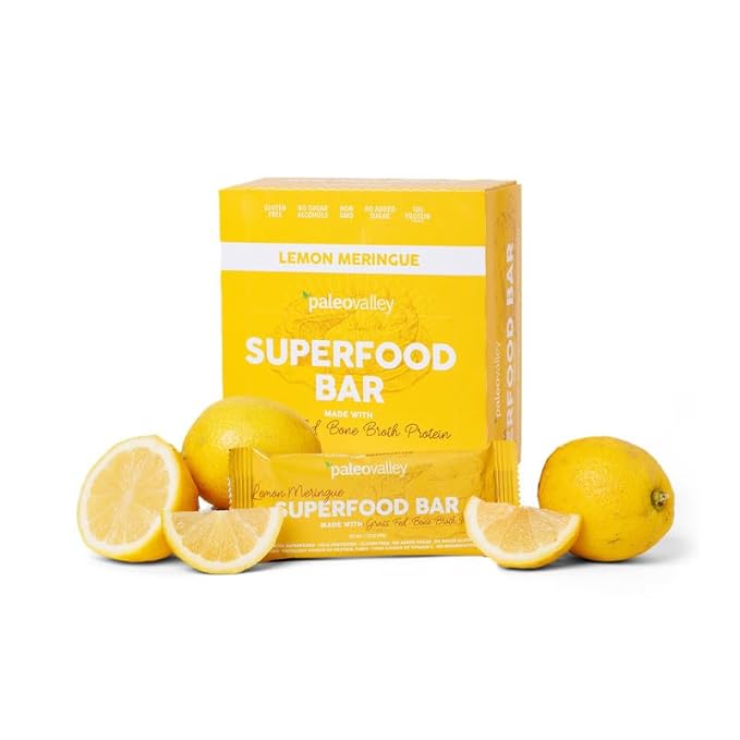 Paleovalley Superfood Bars – Lemon Meringue– 10 Pack – 9g Protein per Bar – Gluten-Free Grain-Free Paleo Non-GMO – On-the-Go Snack