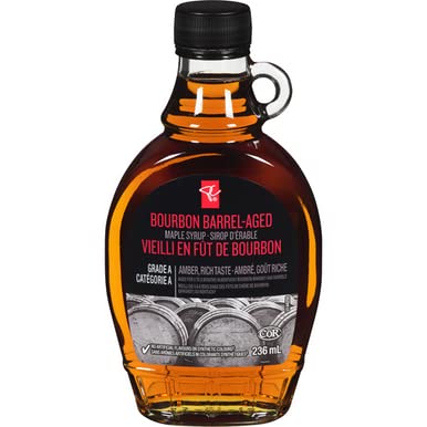 President's Choice Black Label Bourbon Barrel Aged Maple Syrup Amber 236ml/8 fl. oz Imported from Canada}