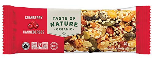 Taste of Nature Organic Peanut Snack Bar - Healthy Gluten Free Non GMO Vegan Snack Bars with Mixed Nuts Fruits and Seeds - 16-Count Snack Pack