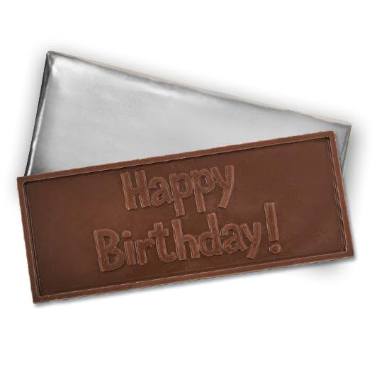12ct Personalized Birthday Candy Favors for Guests Belgian Chocolate Bars Embossed Happy Birthday (12 Count) - 50th 60th 70th 80th 90th 100th - Any Age