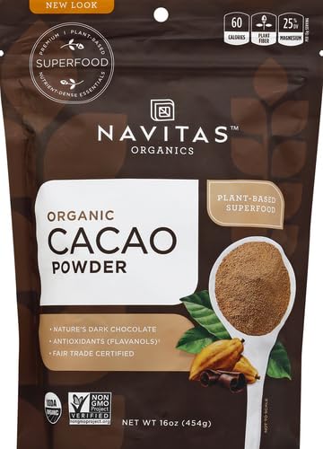 Navitas Organics Cacao Powder Bags 30 Servings 1 Pound (Pack of 1) 16 Ounce