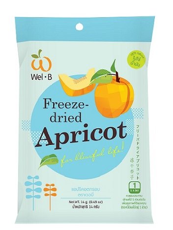 Wel-B Freeze-dried Apricot Freeze-dried Fruit Snack Unsweetened and 0% Fat Real Healthy Snack 14g.(Pack3)