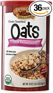 Country Choice Organic Oven Toasted Old Fashioned Oats 18-Ounce Canisters ( pack of 36)