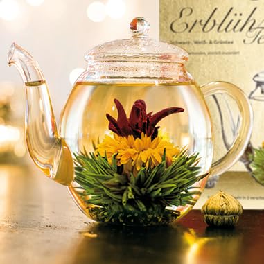 Creano Abloom Tea - Blooming Gift Set in Wooden Box - 12pcs Green White &amp Black Tea