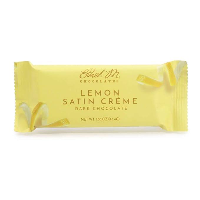 Ethel M Chocolates 8 Piece Premium Dark Chocolate Lemon Satin Cr?me Bars - Box Set of 8 Individually Wrapped Rich Dark Chocolate Candy Bar With Lemon Cr?me Center.