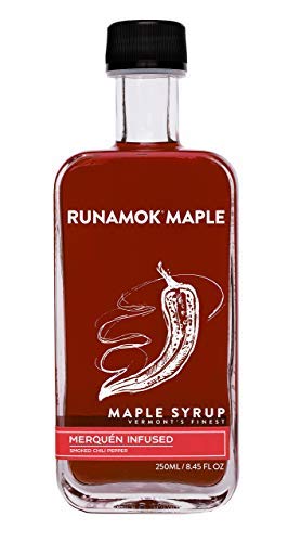 Runamok Maple Hot + Spicy Infused Maple Syrup - Authentic &amp Real Vermont Maple Syrup | Smoked Chili Pepper Infused | Great Spice For Any Meal Vinaigrettes Chicken &amp Waffles | 8.45 Fl Oz (250