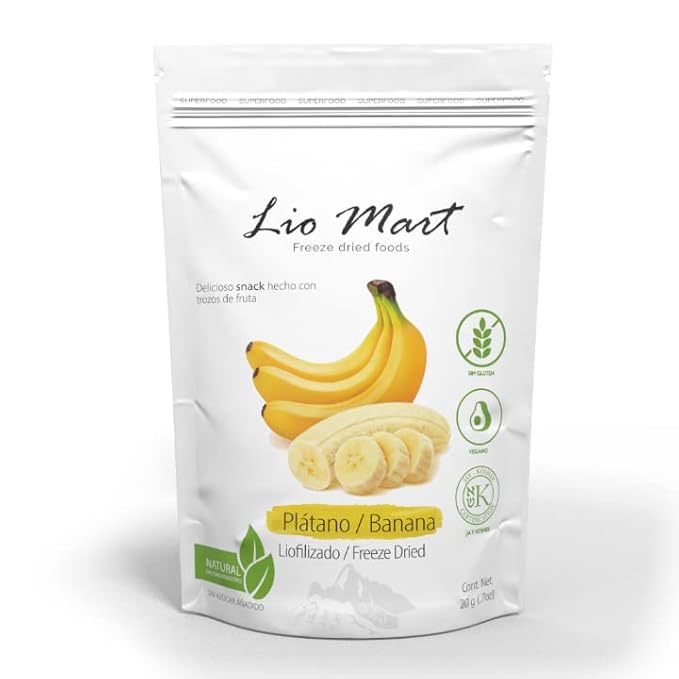 LioMart Dry fruit Snacks- Freeze dried Banana. Delicious Natural and Healthy Fruit with no added sugar. Perfect dried fruit for snack backing smoothies topping breakfast and more. 10 Pack box wit