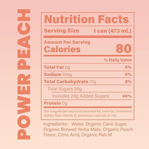 COOLER CO. | YERBA MATE | 12 Pack | 100% Organic Yerba Mate Caffeine | 150 mg Caffeine | 3 Organic Ingredients | Natural Ingredients | No Artificial Colors or Stimulants | Power Peach Flavor