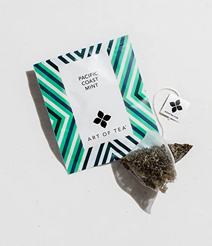 Art of Tea | Pacific Coast Mint (Naturally Caffeine Free) | 12 Pyramid Peppermint Tea Bags Sachet