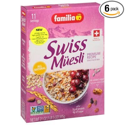 Familia Swiss Muesli Cereal No Sugar 21 oz (Pack of 6)