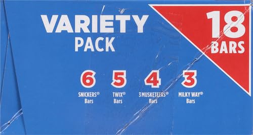 SNICKERS TWIX MILKY WAY &amp 3 MUSKETEERS Individually Wrapped Variety Pack Full Size Milk Chocolate Candy Bars Bulk Assortment 33.31 oz 18 Bars (Pack of 2)