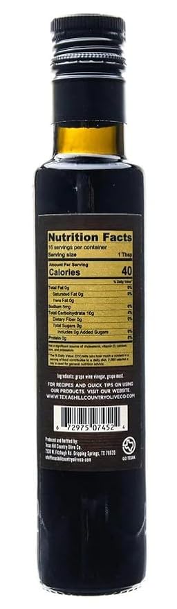Bourbon Reserve Balsamic Vinegar - Gourmet Barrel Aged Infused Balsamic Vinegar - Great for Dressing Dipping Glazing - No Artificial Flavors or Added Sugar - Made in Texas (8.5 oz)