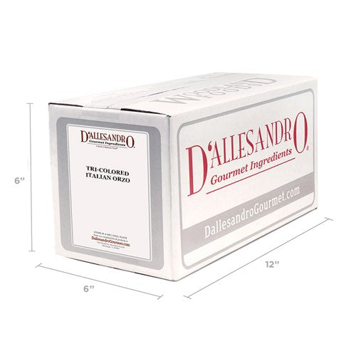 D'Allesandro Italian Orzo Tri-Colored Rainbow Pasta - 10 Lb Vibrant Tomato Spinach Blend Firm Texture Subtle Flavor Non-GMO Kosher Ideal for Salads Soups and Sides