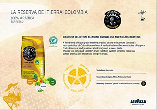 Lavazza ¡TIERRA! Colombia 100% Arabica Whole Bean Espresso Coffee 2.2 Pound Notes of tropical fruit are accompanied by scents of lime peel and jasmine