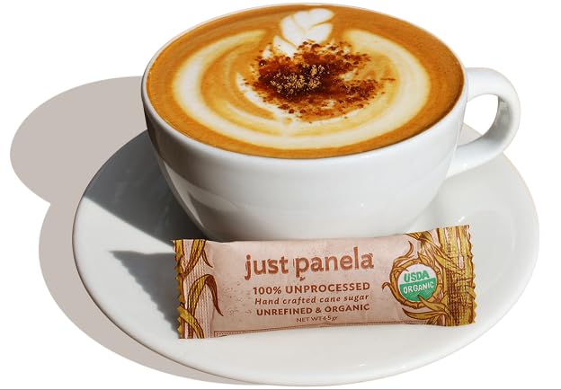 Just Panela Organic Unrefined Cane Sugar Packets 200 Ct box | 100% Unprocessed Raw Sugar | Great for Baking Cooking &amp Sweetening | Healthier Alternative to Regular Refined Sugar