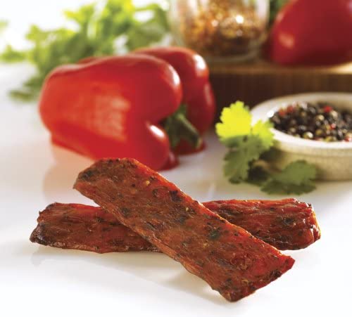 Simply Snackin' - Dried Chicken Breast Snacks High Protein Low Calorie Low Sugar Gluten Free Tender and Lean 20 Snack Pack (Black Bean Chicken with Red Bell Peppers &amp Salsa)