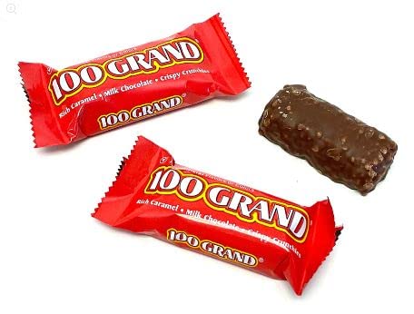 100 Grand Milk Chocolate Candy Bars Fun Size Bulk Individually Wrapped Perfect Easter Egg Basket Stuffers Candy Valentines Day and More 2 Pound